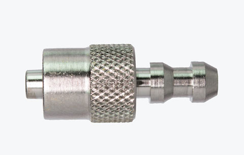 A3220 Male Luer Lock to 0.218" O.D. Barb (knurled), no slots Plated Brass Luer to Tube Barb S4J Manufacturing